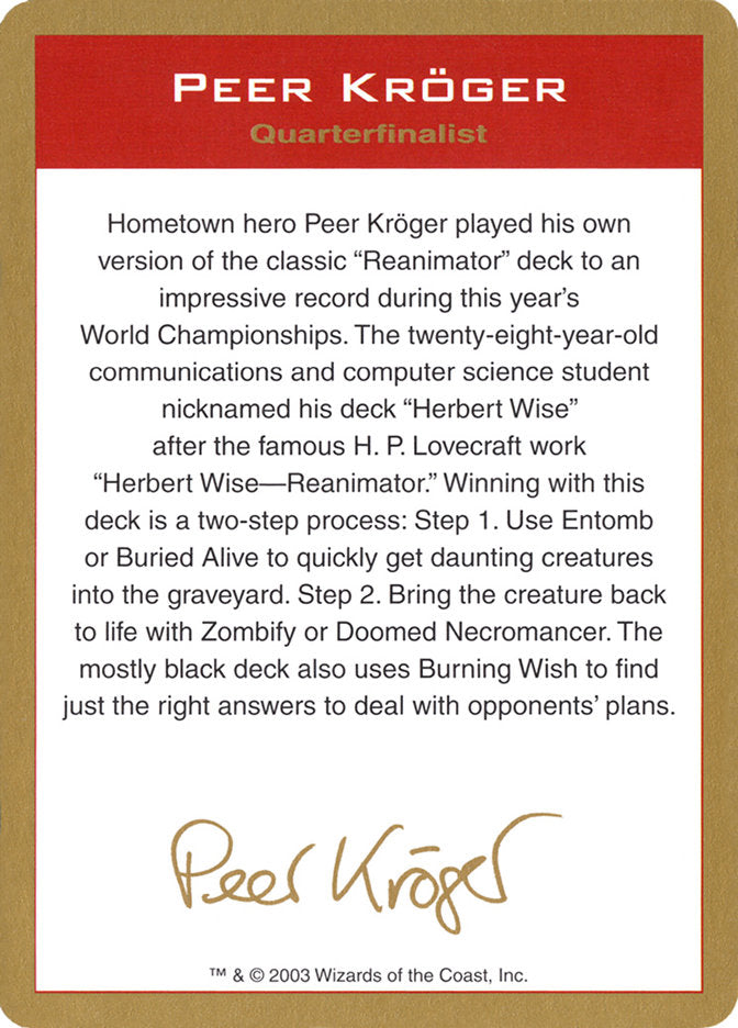 Peer Kröger Bio  (World Championship Decks)  | Good Games Adelaide SA