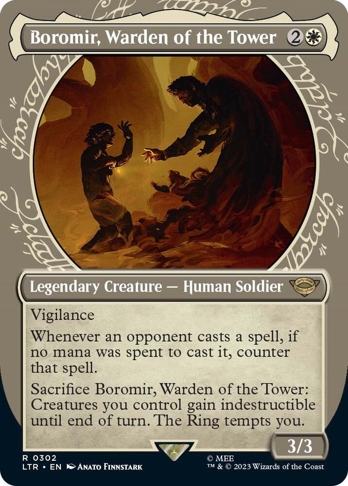 Boromir Warden of the Tower Showcase 302 (Universes Beyond: The Lord of the Rings: Tales of Middle-earth)  - Showcase Foil | Good Games Adelaide SA