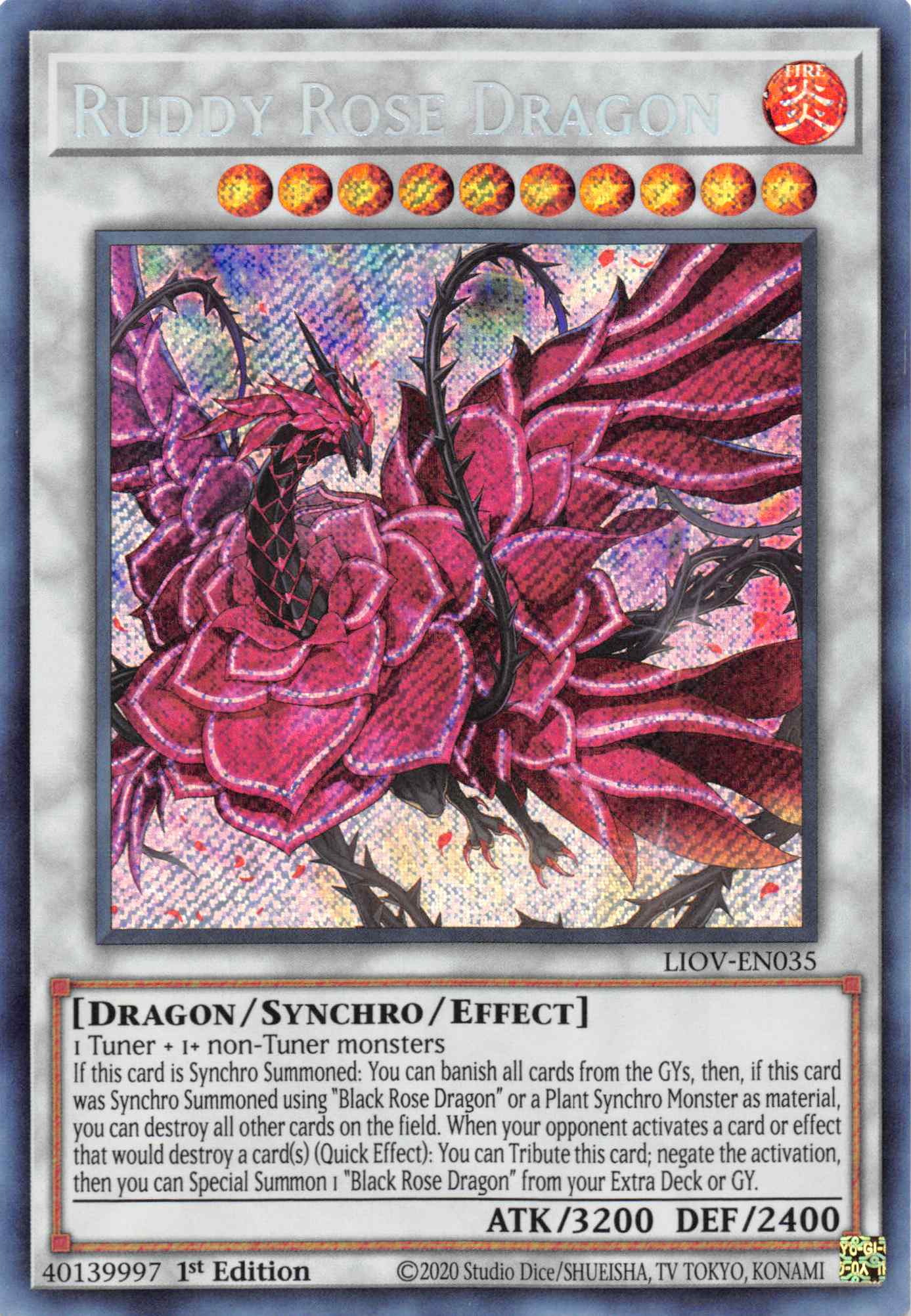 Ruddy Rose Dragon [LIOV-EN035] Secret Rare | Good Games Adelaide SA