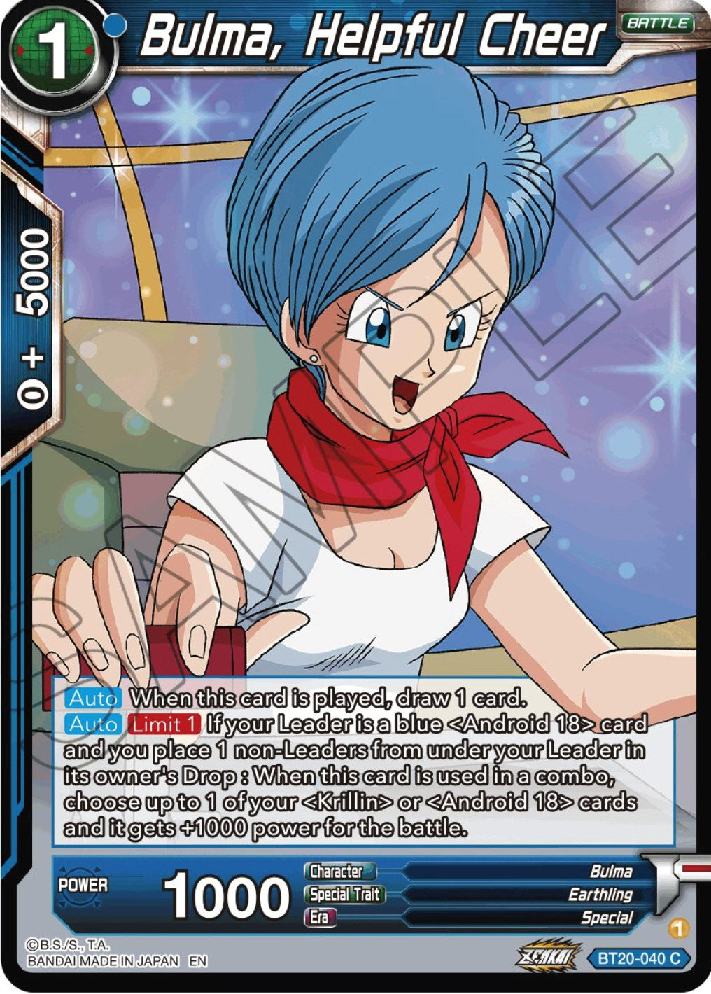 Bulma, Helpful Cheer (BT20-040) [Power Absorbed] | Good Games Adelaide SA
