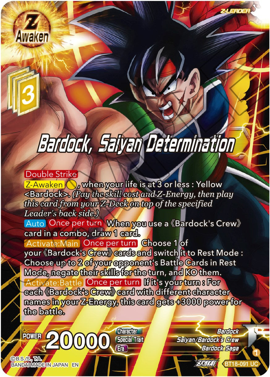 Bardock, Saiyan Determination (BT18-091) [Dawn of the Z-Legends] | Good Games Adelaide SA