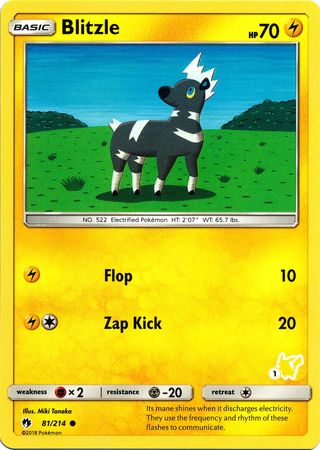 Blitzle (81/214) (Pikachu Stamp #1) [Battle Academy 2020] | Good Games Adelaide SA