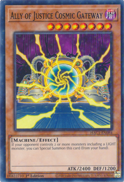 Ally of Justice Cosmic Gateway (Duel Terminal) [HAC1-EN084] Parallel Rare | Good Games Adelaide SA