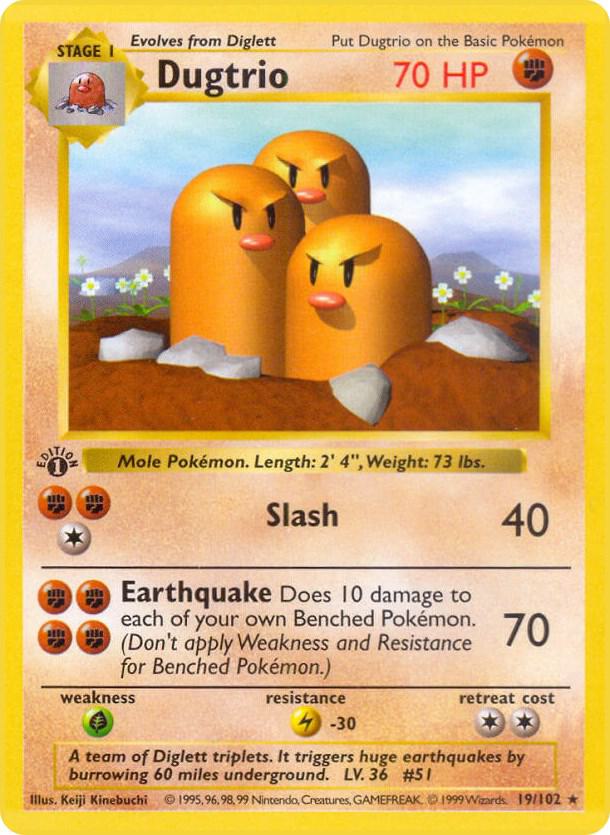 Dugtrio 019/102 (Base Set (Shadowless))  - 1st Edition | Good Games Adelaide SA