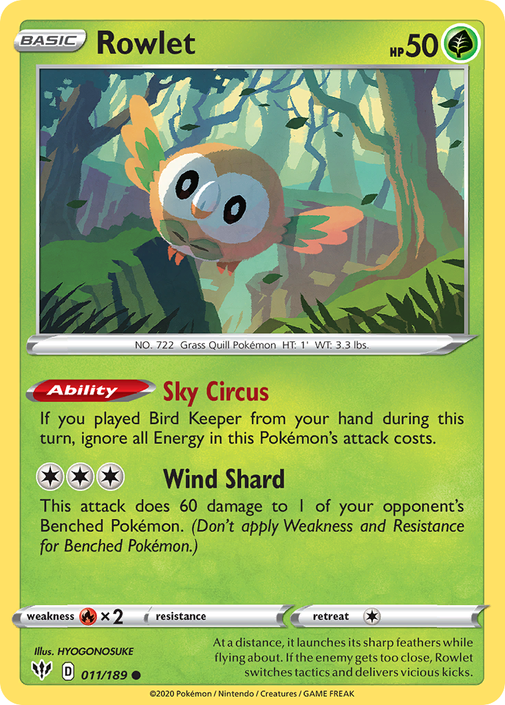 Rowlet (011/189) [Sword & Shield: Darkness Ablaze] | Good Games Adelaide SA