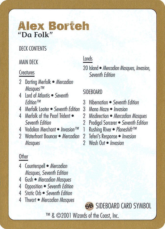 Alex Borteh Decklist [World Championship Decks 2001] | Good Games Adelaide SA