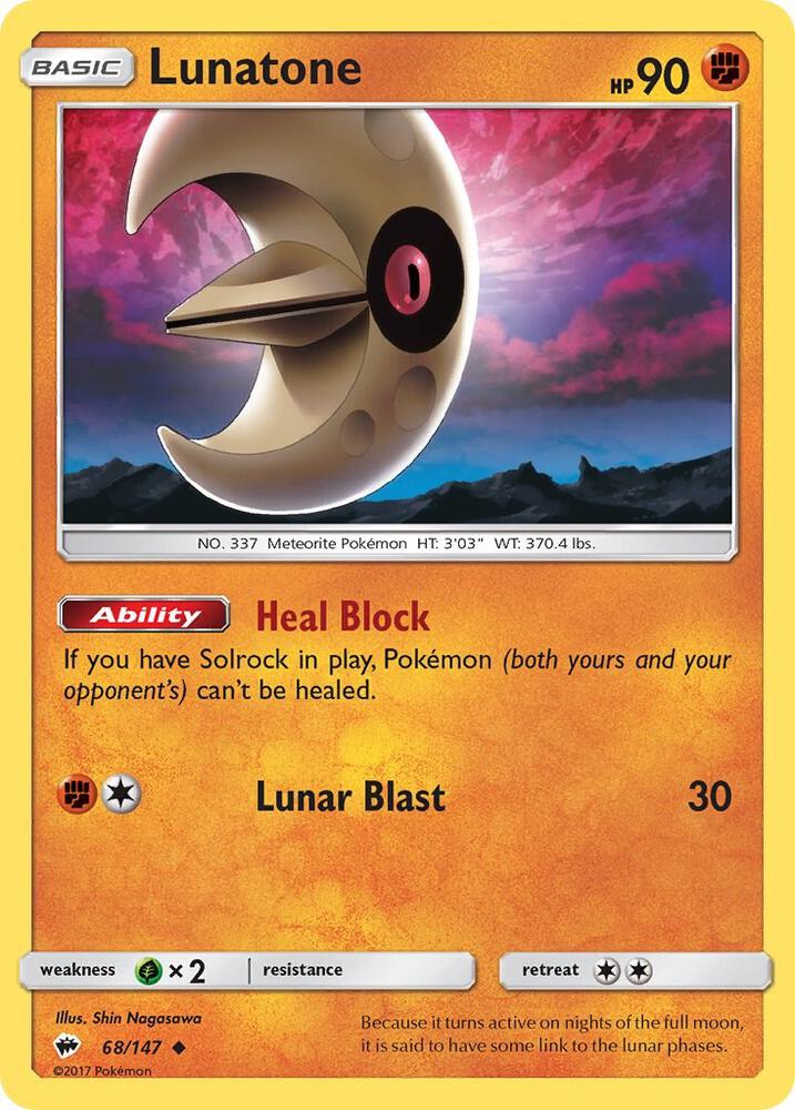 Lunatone 68/147 (SM - Burning Shadows)  | Good Games Adelaide SA