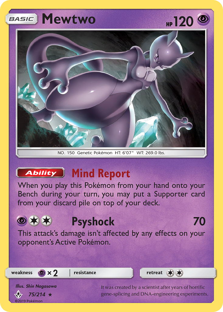 Mewtwo (75/214) (Cosmos Holo) [Sun & Moon: Unbroken Bonds] | Good Games Adelaide SA