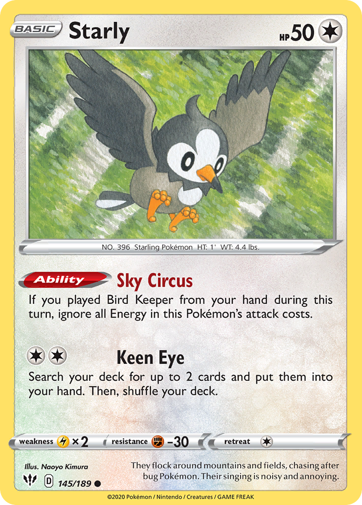 Starly (145/189) [Sword & Shield: Darkness Ablaze] | Good Games Adelaide SA