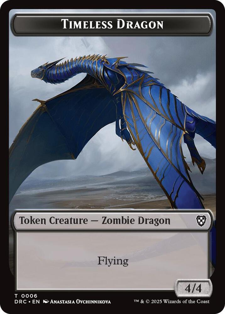 Timeless Dragon Zombie 0007 Double Sided Token 6 // 7 (Commander: Aetherdrift)  - Foil | Good Games Adelaide SA