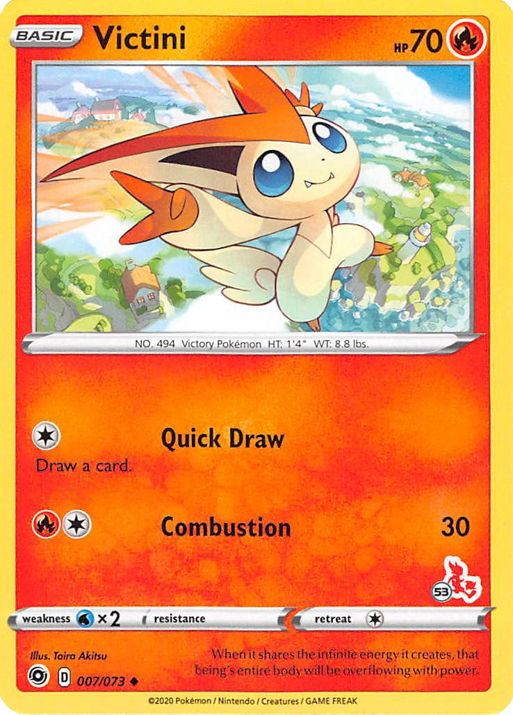 Victini (007/073) (Cinderace Stamp #53) [Battle Academy 2022] | Good Games Adelaide SA