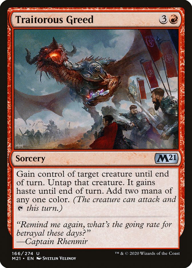 Traitorous Greed 166 (Core Set 2021)  - Foil | Good Games Adelaide SA
