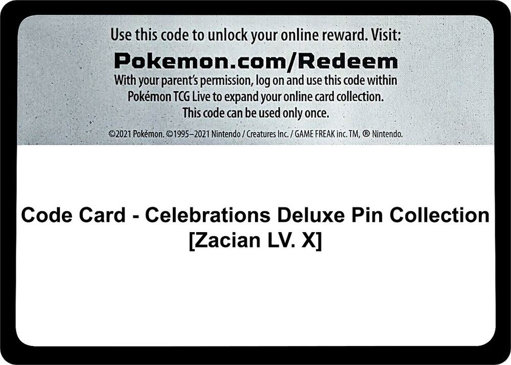 Code Card Celebrations Deluxe Pin Collection Zacian LV X  (Celebrations)  | Good Games Adelaide SA