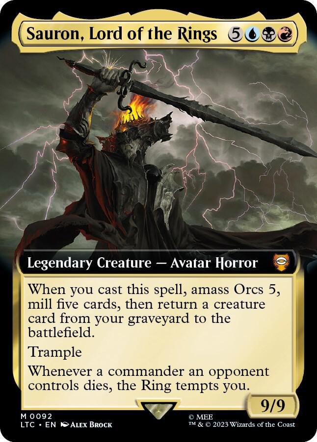 Sauron, Lord of the Rings 92 (Commander: The Lord of the Rings: Tales of Middle-earth)  - Extended Art Foil | Good Games Adelaide SA