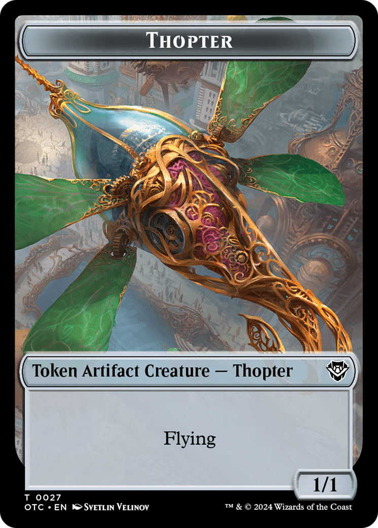 Thopter // Manifest Double-Sided Token [Outlaws of Thunder Junction Commander Tokens] | Good Games Adelaide SA