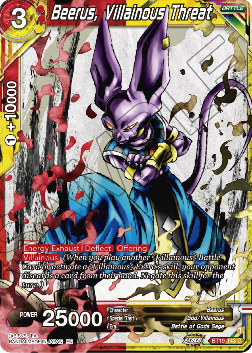 Beerus, Villainous Threat (BT19-143) [Fighter's Ambition] | Good Games Adelaide SA