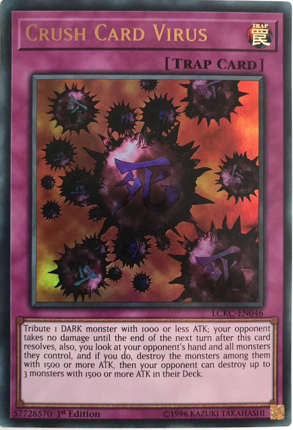 Crush Card Virus (Version 1) [LCKC-EN046] Ultra Rare | Good Games Adelaide SA