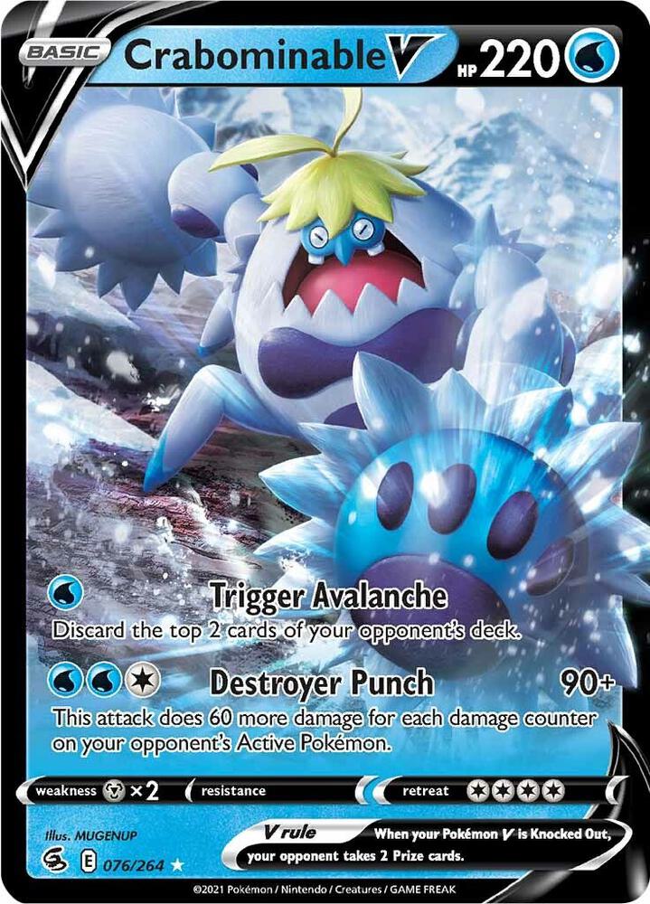 Crabominable V 076/264 (SWSH08: Fusion Strike)  - Holofoil | Good Games Adelaide SA