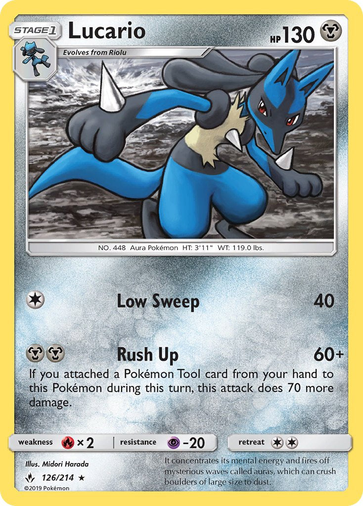 Lucario (126/214) (Theme Deck Exclusive) [Sun & Moon: Unbroken Bonds] | Good Games Adelaide SA