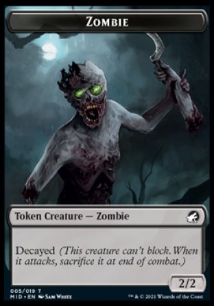 Zombie (005) // Bat Double-sided Token [Innistrad: Midnight Hunt Tokens] | Good Games Adelaide SA
