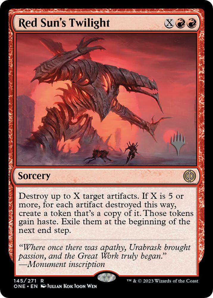Red Suns Twilight 145p/160 (Promo Pack: Phyrexia: All Will Be One)  - Foil | Good Games Adelaide SA