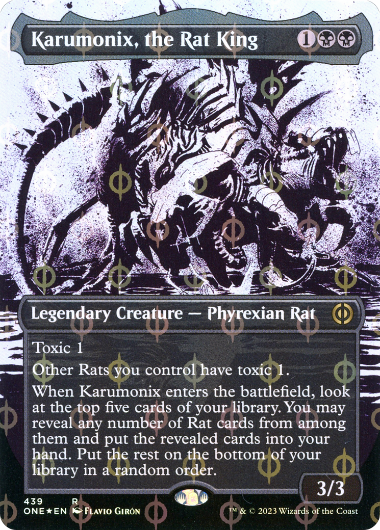 Karumonix, the Rat King (Borderless Ichor Step-and-Compleat Foil) [Phyrexia: All Will Be One] | Good Games Adelaide SA