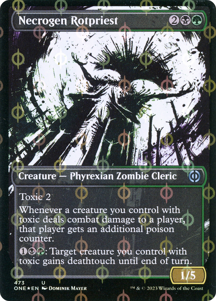 Necrogen Rotpriest (Borderless Ichor Step-and-Compleat Foil) [Phyrexia: All Will Be One] | Good Games Adelaide SA