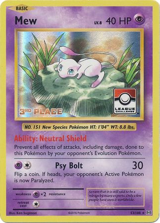 Mew (53/108) (League Promo 3rd Place) [XY: Evolutions] | Good Games Adelaide SA
