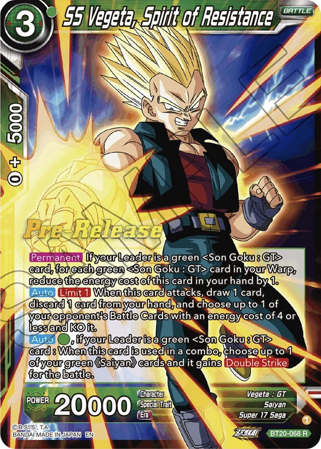 SS Vegeta, Spirit of Resistance (BT20-068) [Power Absorbed Prerelease Promos] | Good Games Adelaide SA