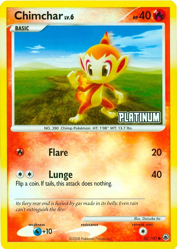 Chimchar 56 100 Platinum 056/100 (Burger King Promos)  - Reverse Holofoil | Good Games Adelaide SA