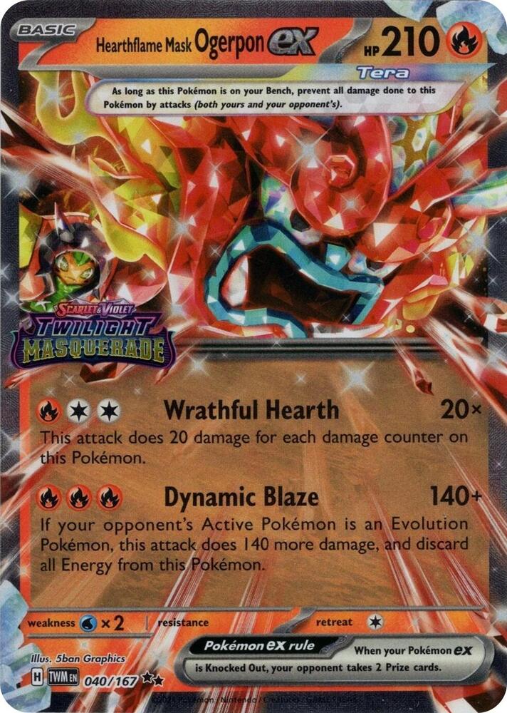 Hearthflame Mask Ogerpon ex Twilight Masquerade Stamp 040/167 (Miscellaneous Cards & Products)  - Holofoil | Good Games Adelaide SA