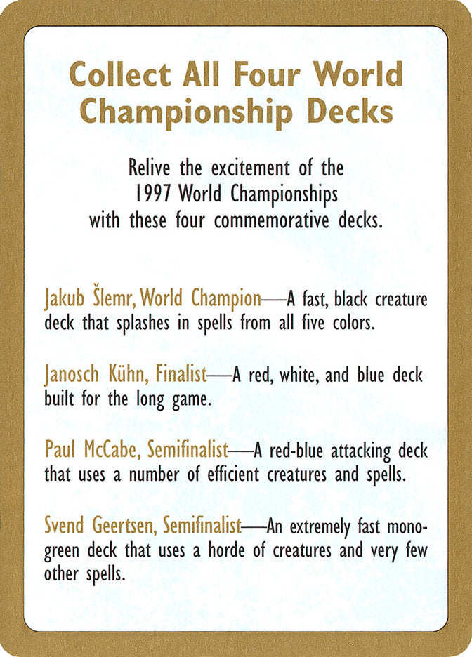 1997 World Championships Ad  (World Championship Decks)  | Good Games Adelaide SA