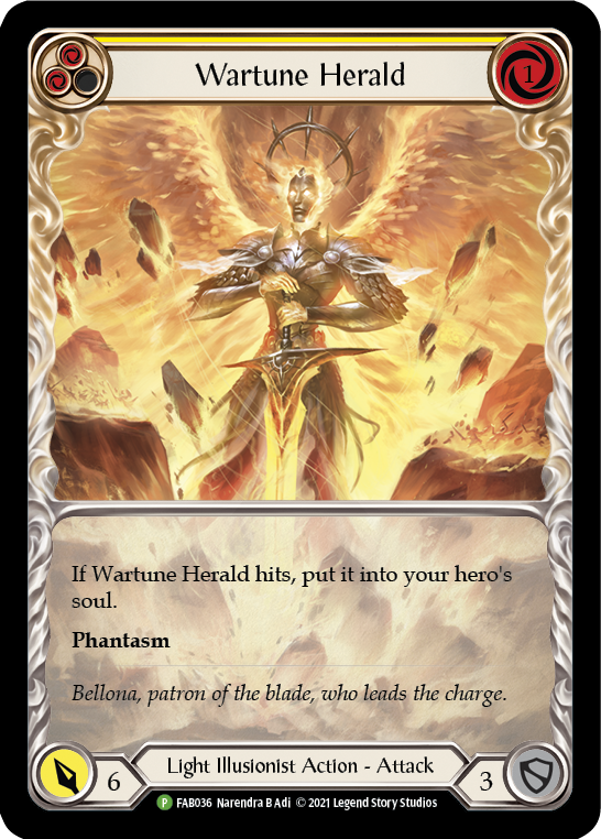 Wartune Herald (Yellow Extended Art) [FAB036] (Promo)  Rainbow Foil | Good Games Adelaide SA