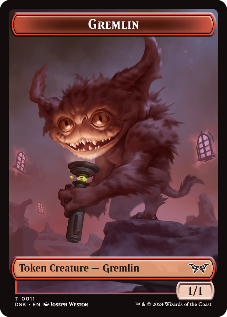 Emblem - Kaito, Bane of Nightmares // Gremlin Double-Sided Token [Duskmourn: House of Horror Tokens] | Good Games Adelaide SA