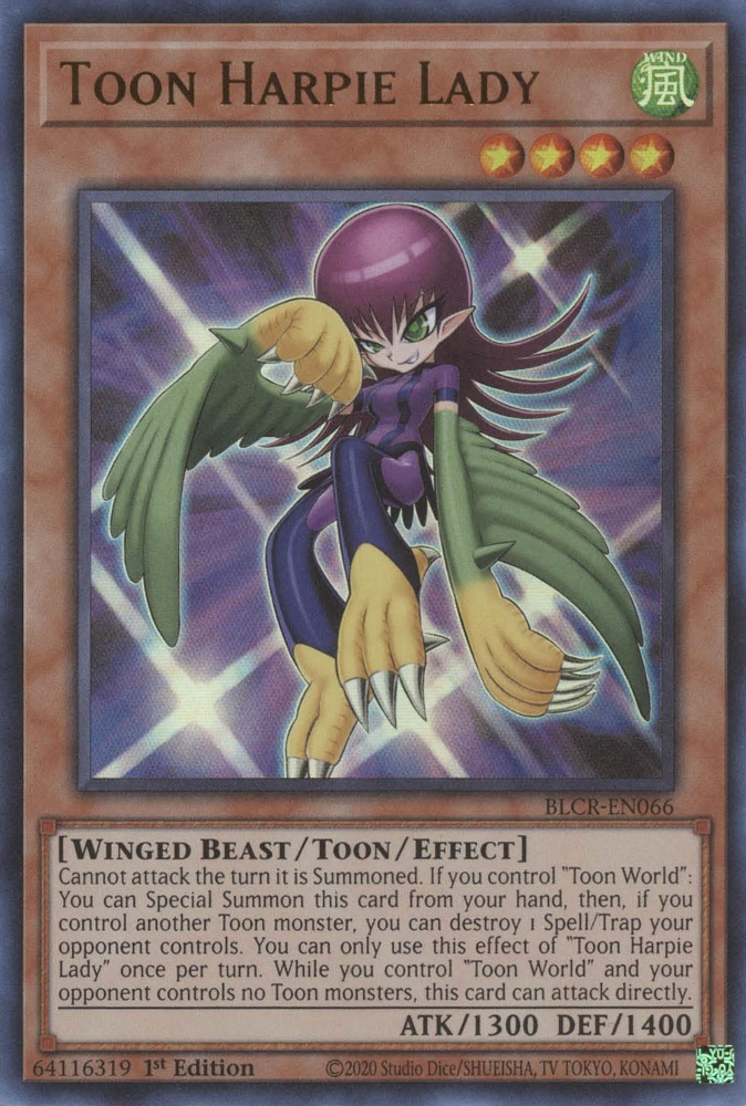 Toon Harpie Lady [BLCR-EN066] Ultra Rare | Good Games Adelaide SA