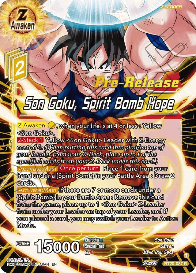 Son Goku, Spirit Bomb Hope (BT20-087) [Power Absorbed Prerelease Promos] | Good Games Adelaide SA