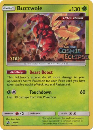 Buzzwole (SM218) (Staff Prerelease Promo) [Sun & Moon: Black Star Promos] | Good Games Adelaide SA