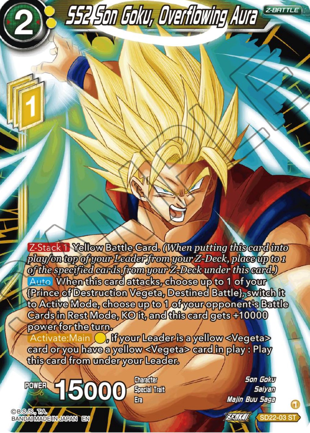 SS2 Son Goku, Overflowing Aura (Starter Deck Exclusive) (SD22-03) [Power Absorbed] | Good Games Adelaide SA