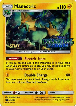 Manectric (SM130) (Staff Prerelease Promo) [Sun & Moon: Black Star Promos] | Good Games Adelaide SA