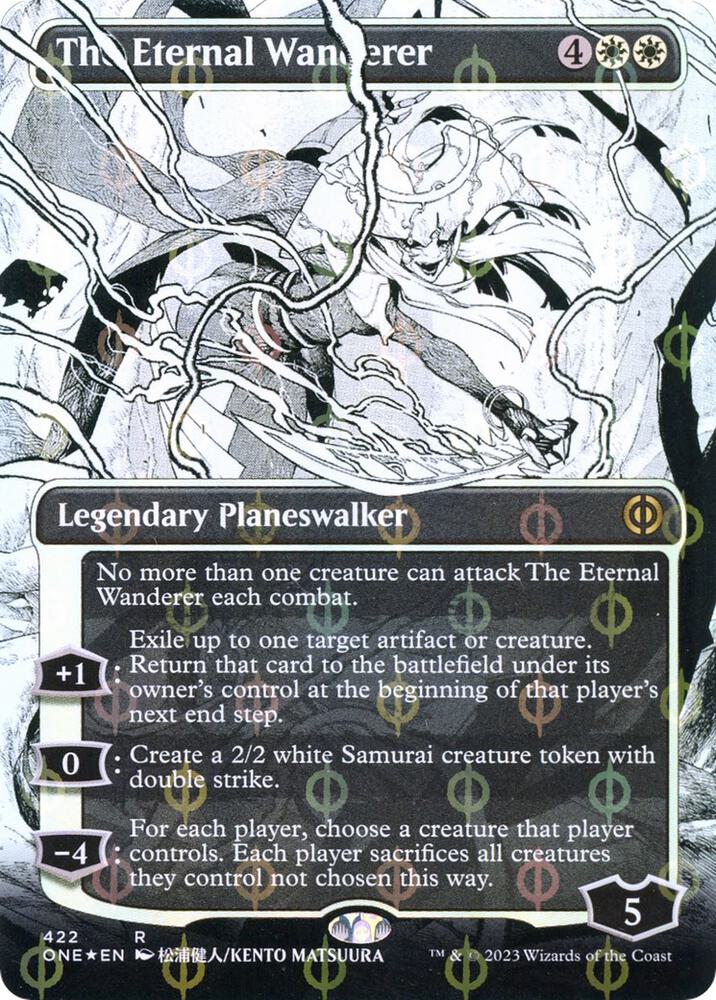 The Eternal Wanderer 422 (Phyrexia: All Will Be One)  - Borderless Compleat Foil | Good Games Adelaide SA