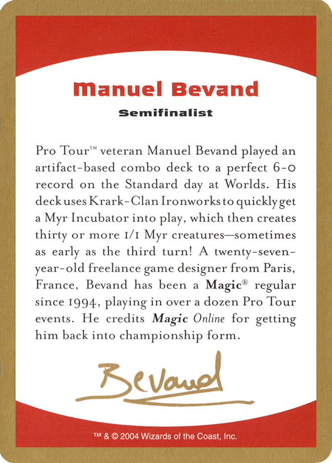 Manuel Bevand Bio  (World Championship Decks)  | Good Games Adelaide SA