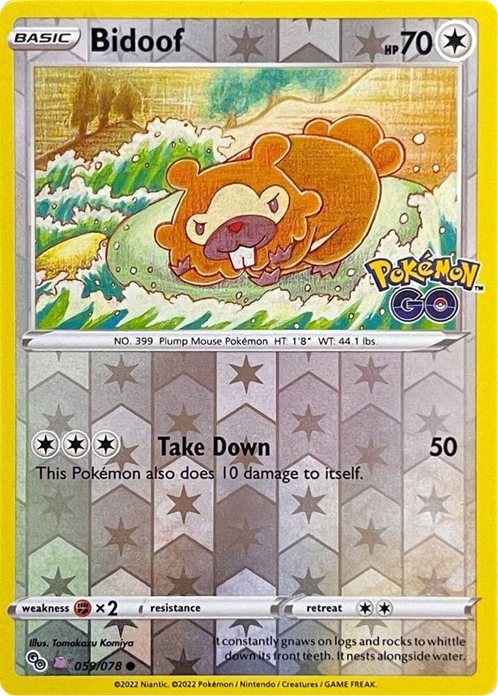 Bidoof Peelable Ditto 059/078 (Pokemon GO)  - Reverse Holofoil | Good Games Adelaide SA