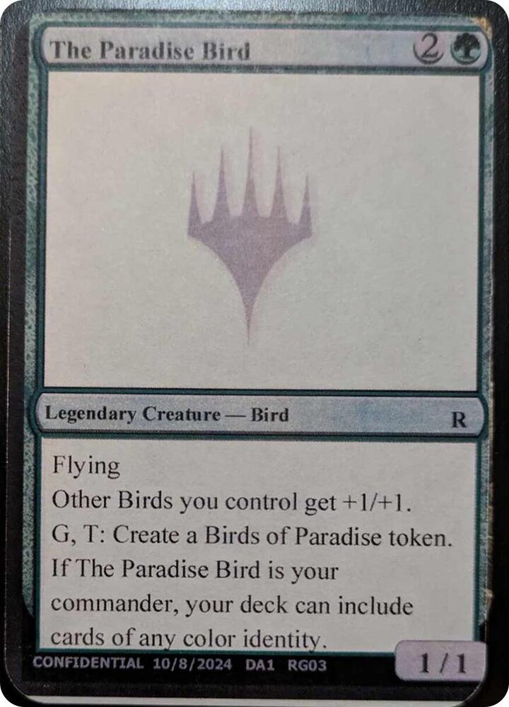 The Paradise Bird  (Un-Known Event Playtest Cards)  | Good Games Adelaide SA