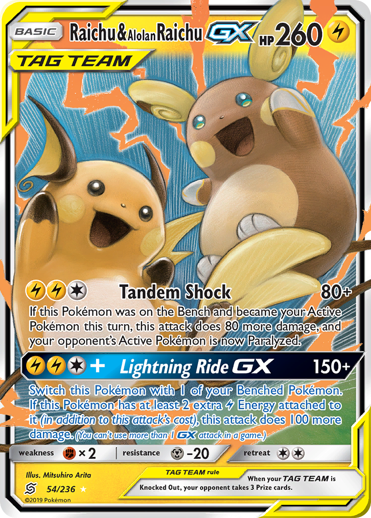 Raichu & Alolan Raichu GX (54/236) [Sun & Moon: Unified Minds] | Good Games Adelaide SA