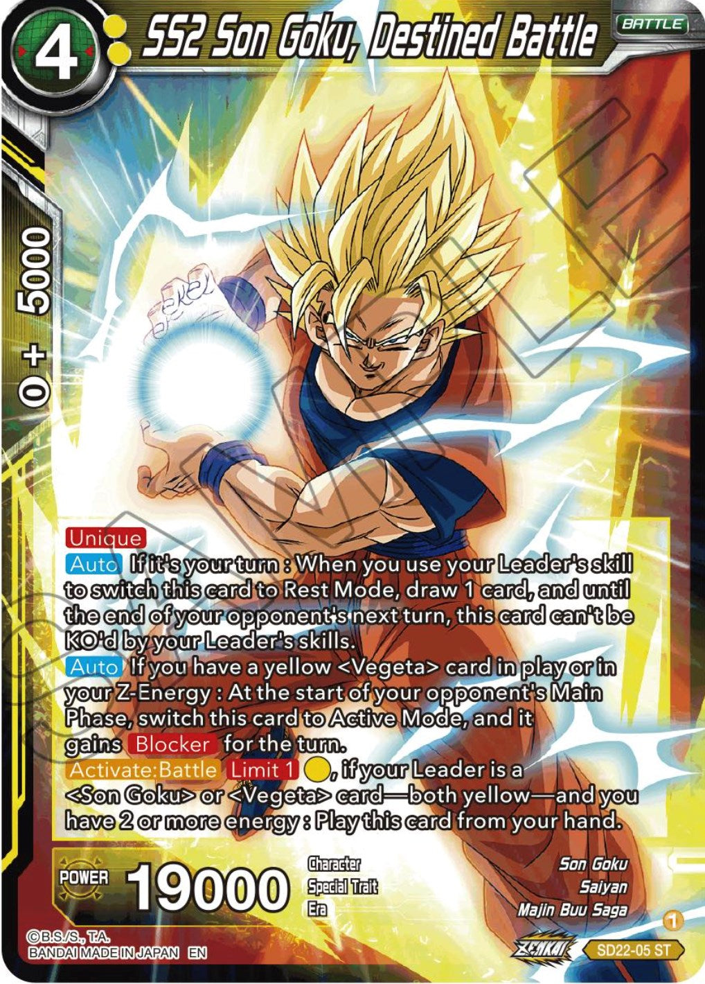 SS2 Son Goku, Destined Battle (Starter Deck Exclusive) (SD22-05) [Power Absorbed] | Good Games Adelaide SA
