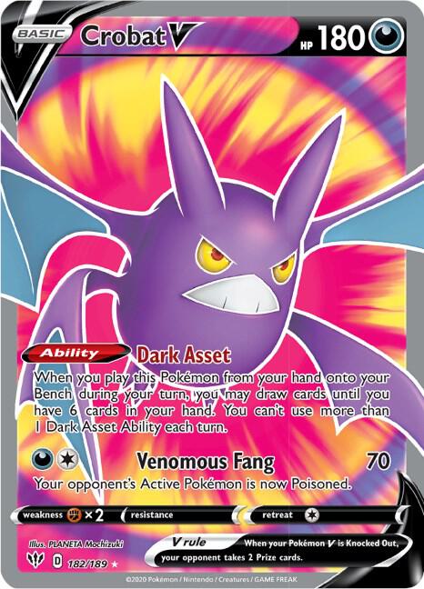 Crobat V Full Art 182/189 (SWSH03: Darkness Ablaze)  - Holofoil | Good Games Adelaide SA