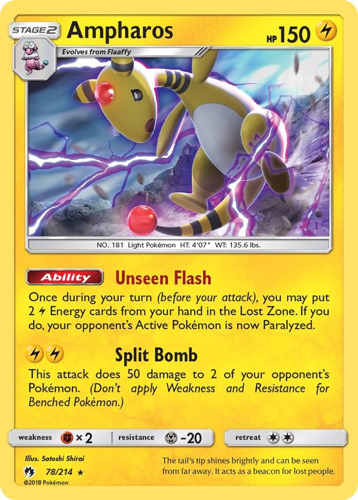 Ampharos 78/214 (SM - Lost Thunder)  - Holofoil | Good Games Adelaide SA