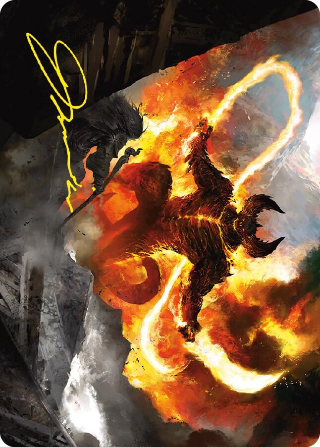 The Balrog Flame of Udun Art Card Gold Stamped Signature 36 (Art Series: Universes Beyond: The Lord of the Rings: Tales of Middle-earth)  | Good Games Adelaide SA