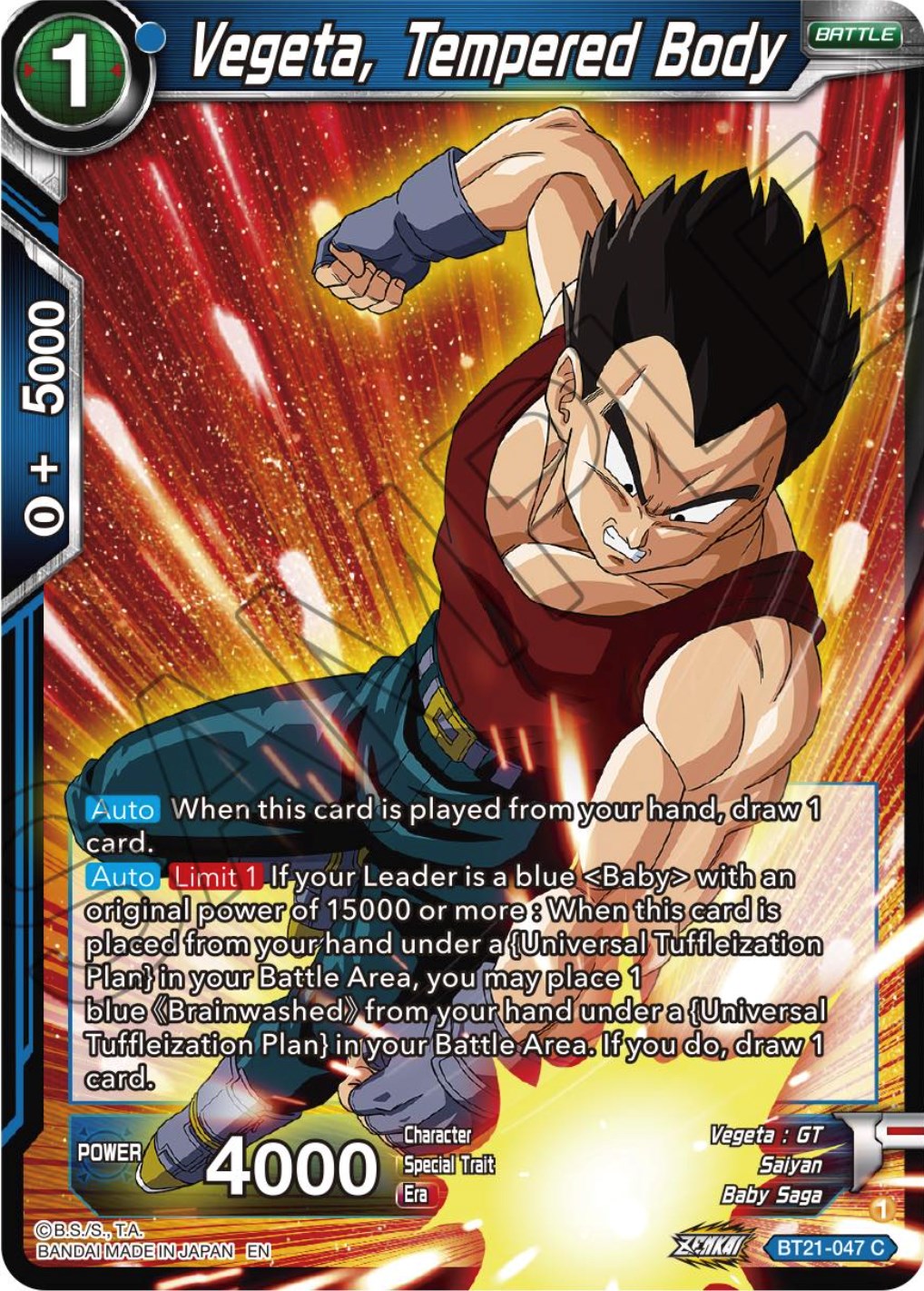Vegeta, Tempered Body (BT21-047) [ZENKAI Series: Set 04] | Good Games Adelaide SA
