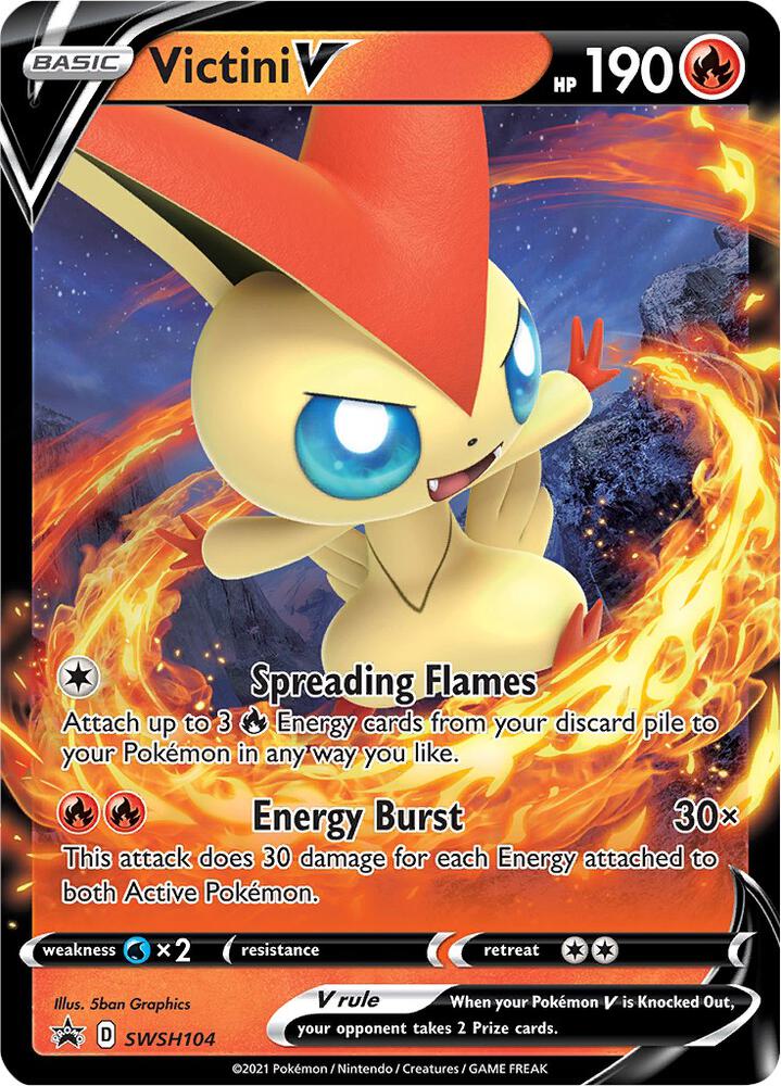 Victini V SWSH104 (SWSH: Sword & Shield Promo Cards)  - Holofoil | Good Games Adelaide SA